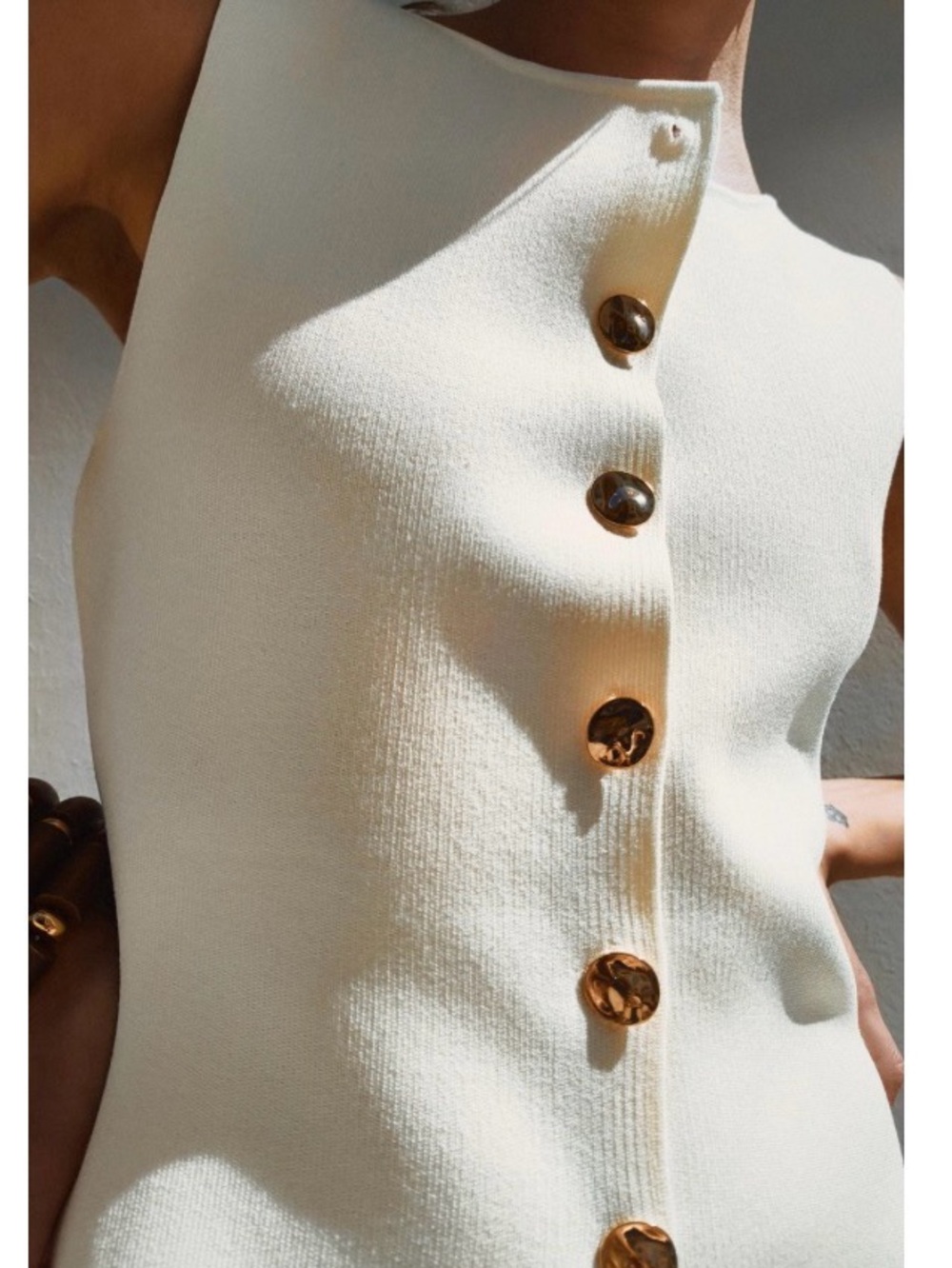 Zara Cream Ecru Knit Gold Button Vest